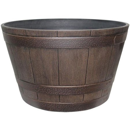 SOUTHERN PATIO Planter, 154 in W, 154 in D, Whiskey Barrel Design, Resin, Kentucky Walnut HDR-055433